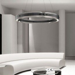 Circle Pendant Light 60 80CM Glass Ceiling Light Stepless Dimmable With Remote Control