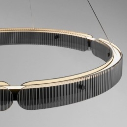 Circle Pendant Light 60 80CM Glass Ceiling Light Stepless Dimmable With Remote Control