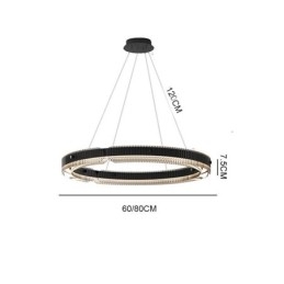 Circle Pendant Light 60 80CM Glass Ceiling Light Stepless Dimmable With Remote Control