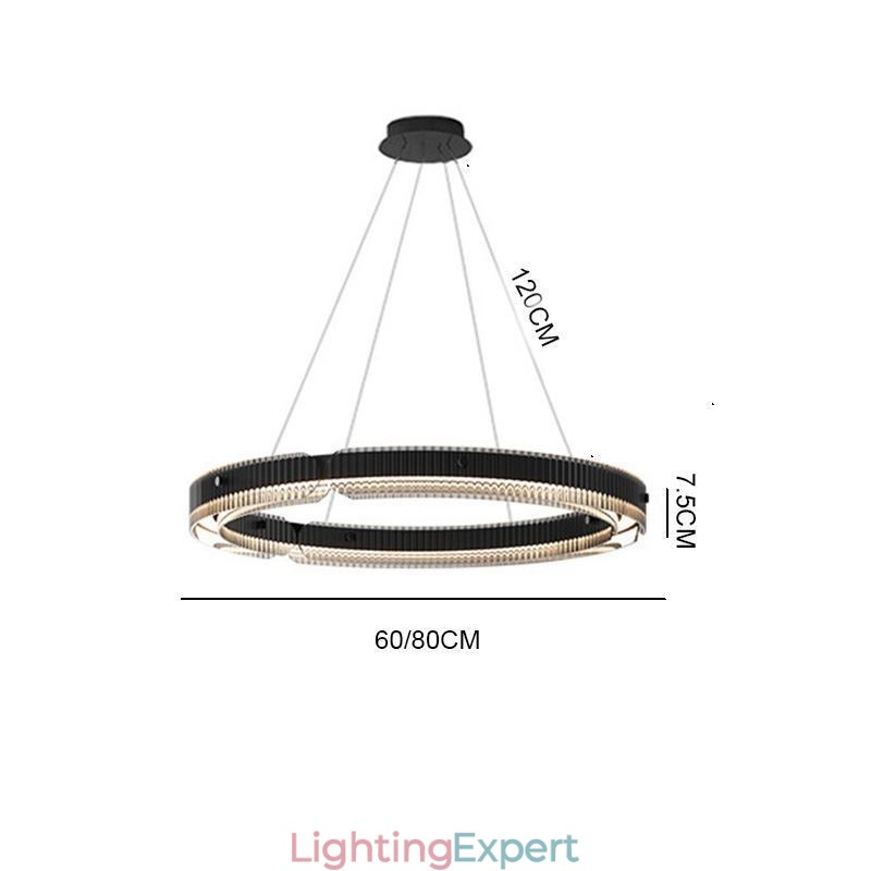 Circle Pendant Light 60 80CM Glass Ceiling Light Stepless Dimmable With Remote Control