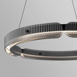Circle Pendant Light 60 80CM Glass Ceiling Light Stepless Dimmable With Remote Control