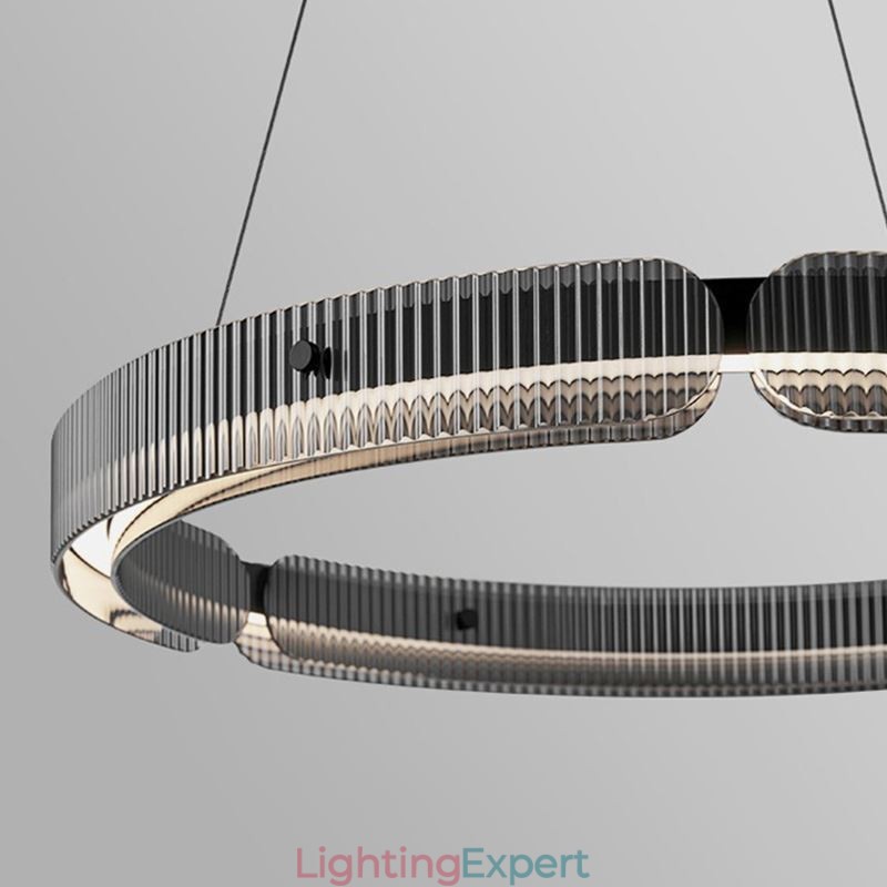 Circle Pendant Light 60 80CM Glass Ceiling Light Stepless Dimmable With Remote Control