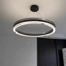 Circle Pendant Light 60 80CM Glass Ceiling Light Stepless Dimmable With Remote Control