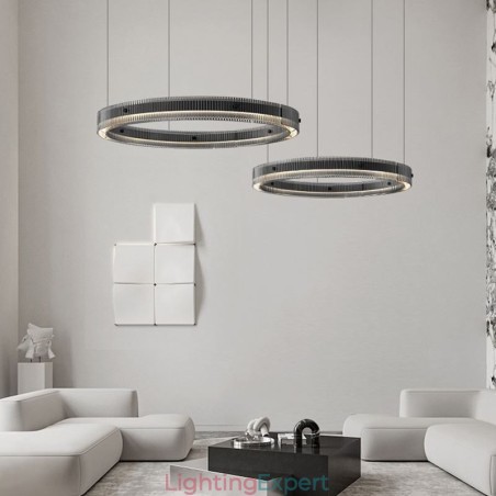 Pendant Light 60+80CM Double Circle Glass Ceiling Light Stepless Dimmable With Remote Control Pendant Light 60+80CM Double Circle Glass Ceiling Light Stepless Dimmable With Remote Control