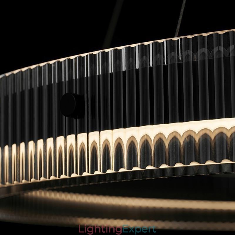 Pendant Light 60+80CM Double Circle Glass Ceiling Light Stepless Dimmable With Remote Control
