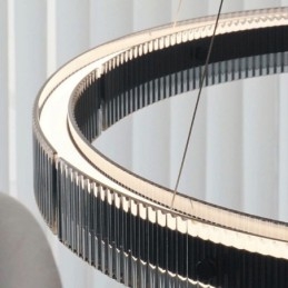 Pendant Light 60+80CM Double Circle Glass Ceiling Light Stepless Dimmable With Remote Control