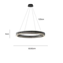 Glass Pendant Light 60 80CM Circle Ceiling Light Stepless Dimmable With Remote Control