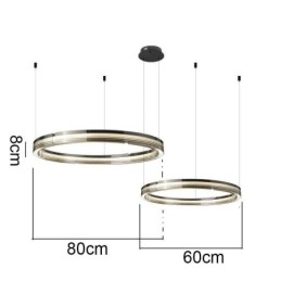 Glass Ceiling Light 60+80CM Circle Decoration Double Circle Pendant Light Trichromatic Dimming