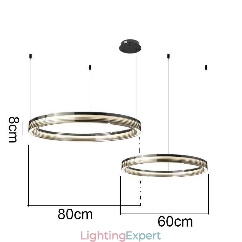 Glass Ceiling Light 60+80CM Circle Decoration Double Circle Pendant Light Trichromatic Dimming