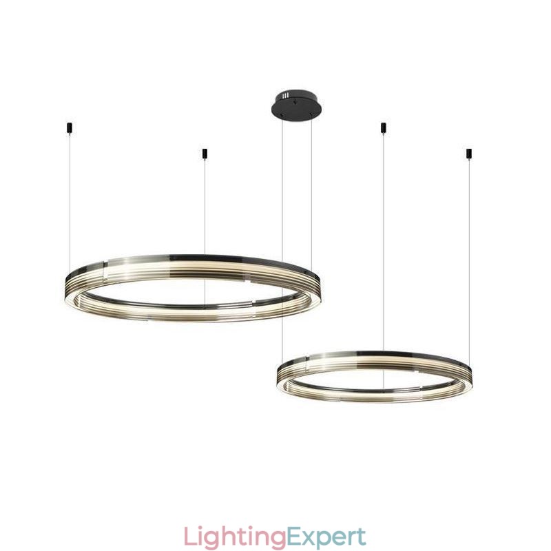 Glass Ceiling Light 60+80CM Circle Decoration Double Circle Pendant Light Trichromatic Dimming