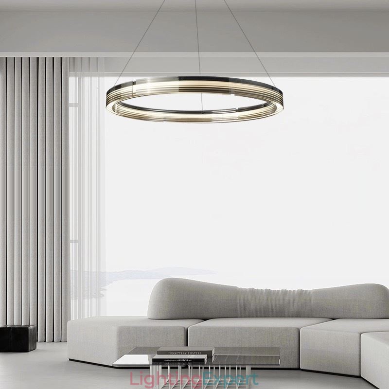 Pendant Light 60 80CM Circle Glass Ceiling Lamps Trichromatic Dimming