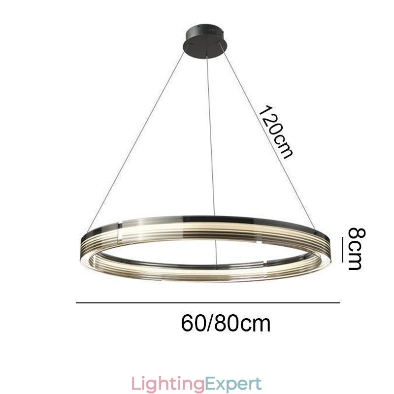 Pendant Light 60 80CM Circle Glass Ceiling Lamps Trichromatic Dimming
