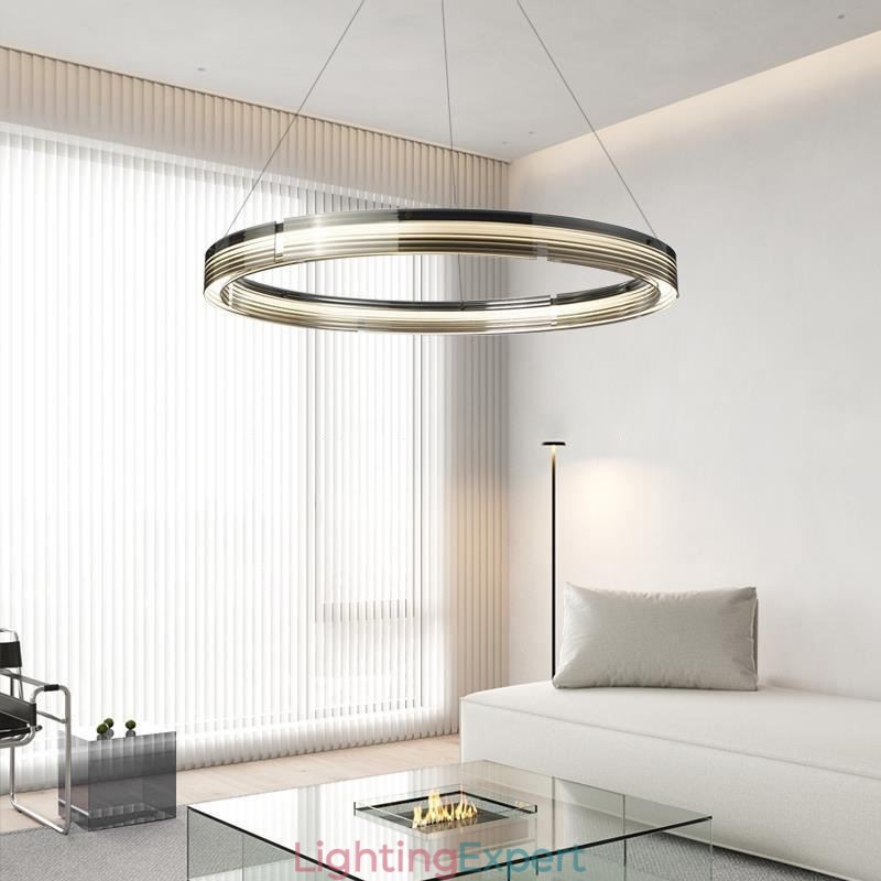 Pendant Light 60 80CM Circle Glass Ceiling Lamps Trichromatic Dimming