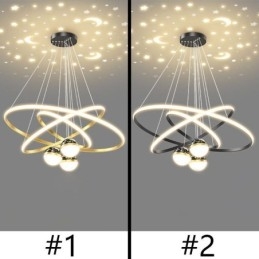 Simple Pendant Light Wrought Iron Silicone Three Circle Ring Ceiling Light