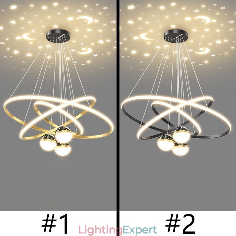 Simple Pendant Light Wrought Iron Silicone Three Circle Ring Ceiling Light