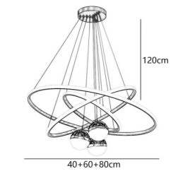 Simple Pendant Light Wrought Iron Silicone Three Circle Ring Ceiling Light
