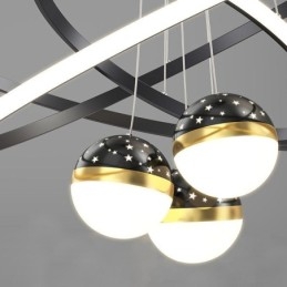 Simple Pendant Light Wrought Iron Silicone Three Circle Ring Ceiling Light