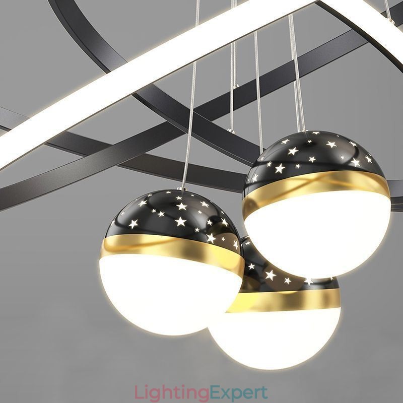 Simple Pendant Light Wrought Iron Silicone Three Circle Ring Ceiling Light