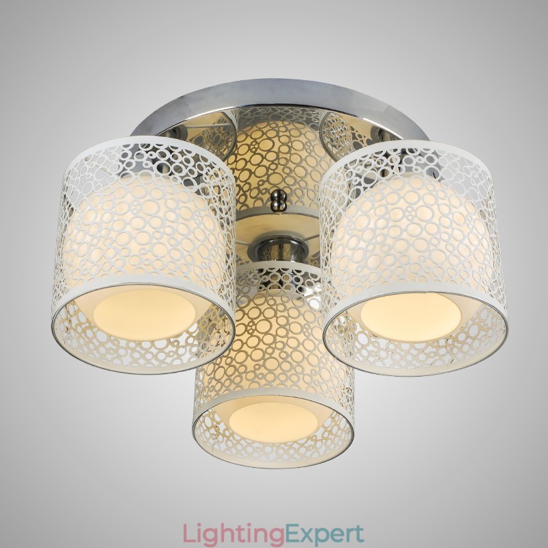 Three Light Ceiling Glass Dome Light Flush Mount