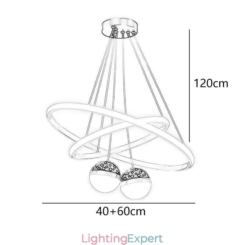 Modern Pendant Light Wrought Iron Silicone Double Circle Ring Ceiling Light