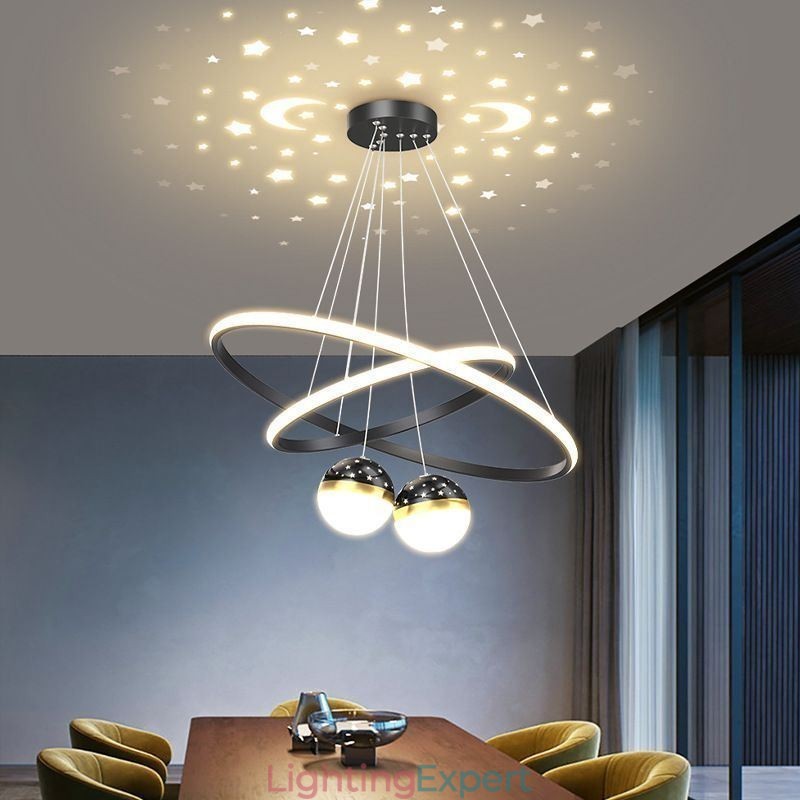 Modern Pendant Light Wrought Iron Silicone Double Circle Ring Ceiling Light