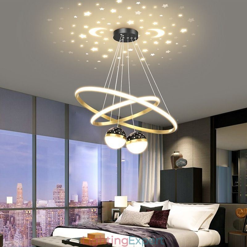 Modern Pendant Light Wrought Iron Silicone Double Circle Ring Ceiling Light