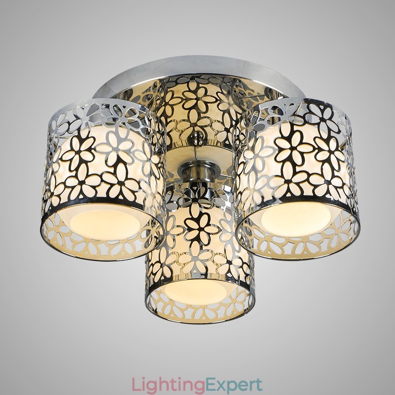 Three Light Ceiling Glass Dome Light Flush Mount