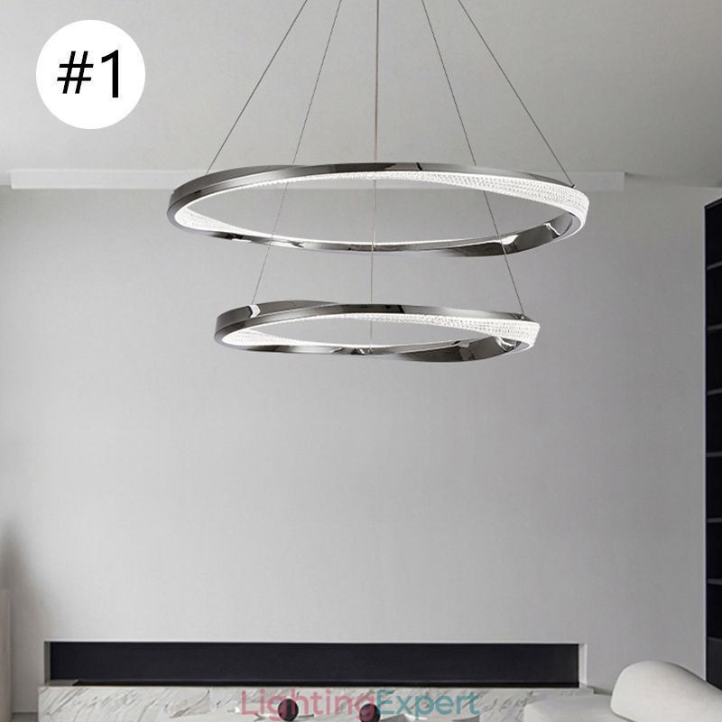Pendant Light Wrought Iron Acrylic Ring Double Circle Ceiling Light