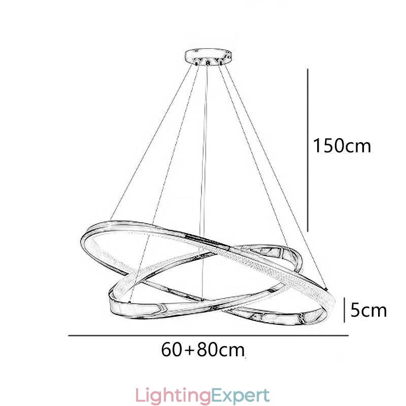 Pendant Light Wrought Iron Acrylic Ring Double Circle Ceiling Light