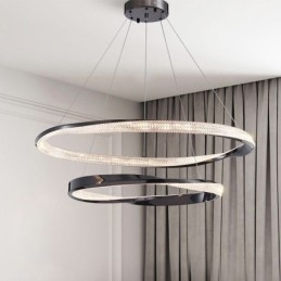 Pendant Light Wrought Iron Acrylic Ring Double Circle Ceiling Light