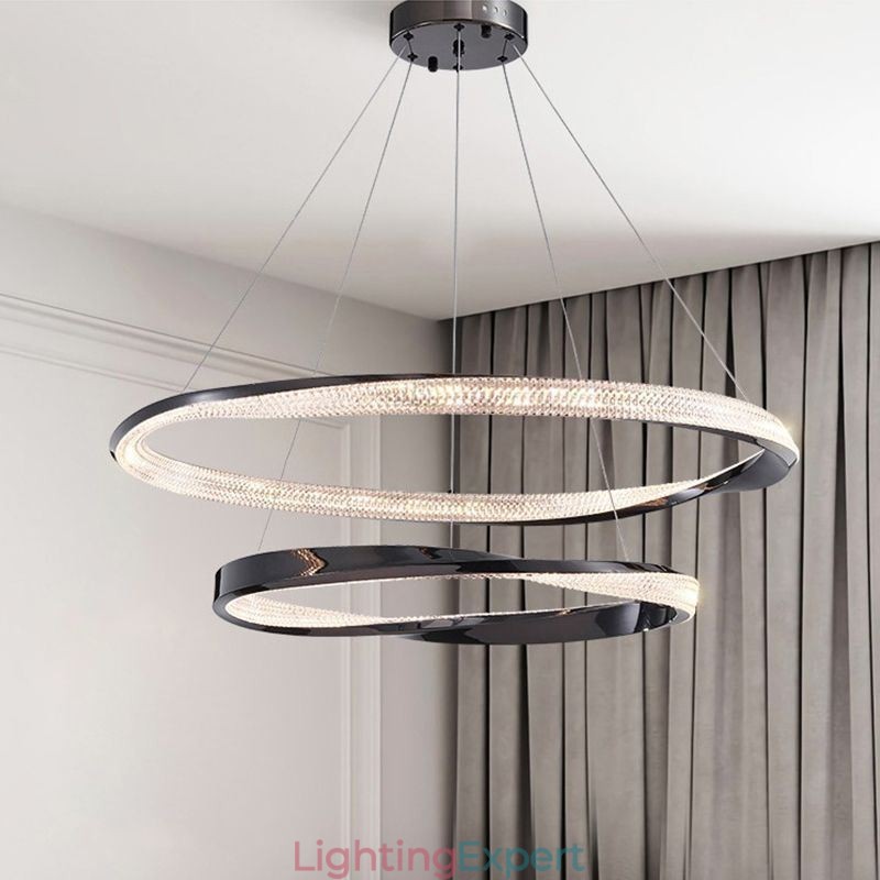 Pendant Light Wrought Iron Acrylic Ring Double Circle Ceiling Light