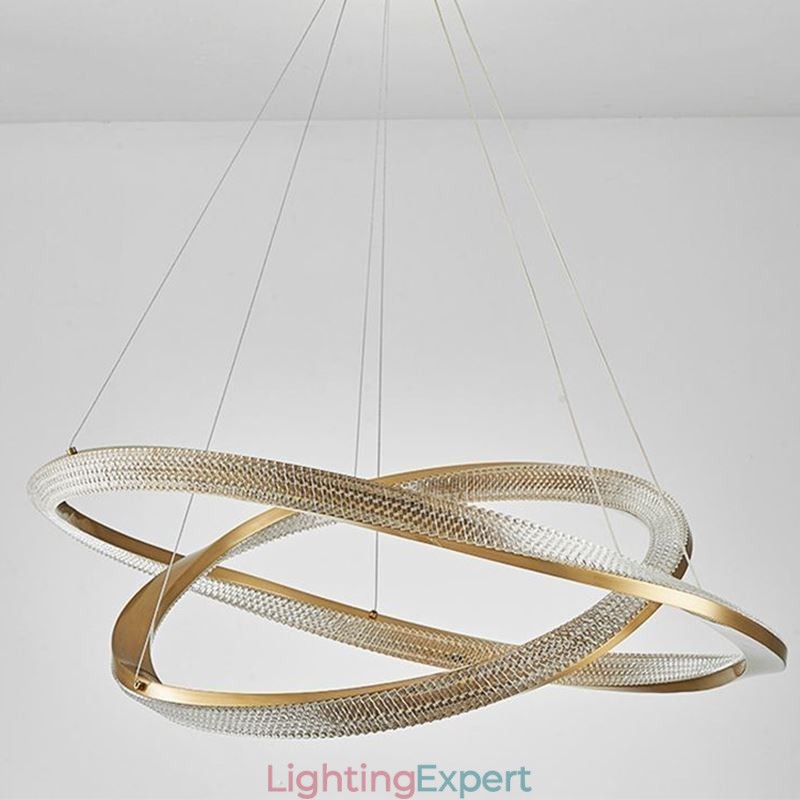 Pendant Light Wrought Iron Acrylic Ring Double Circle Ceiling Light