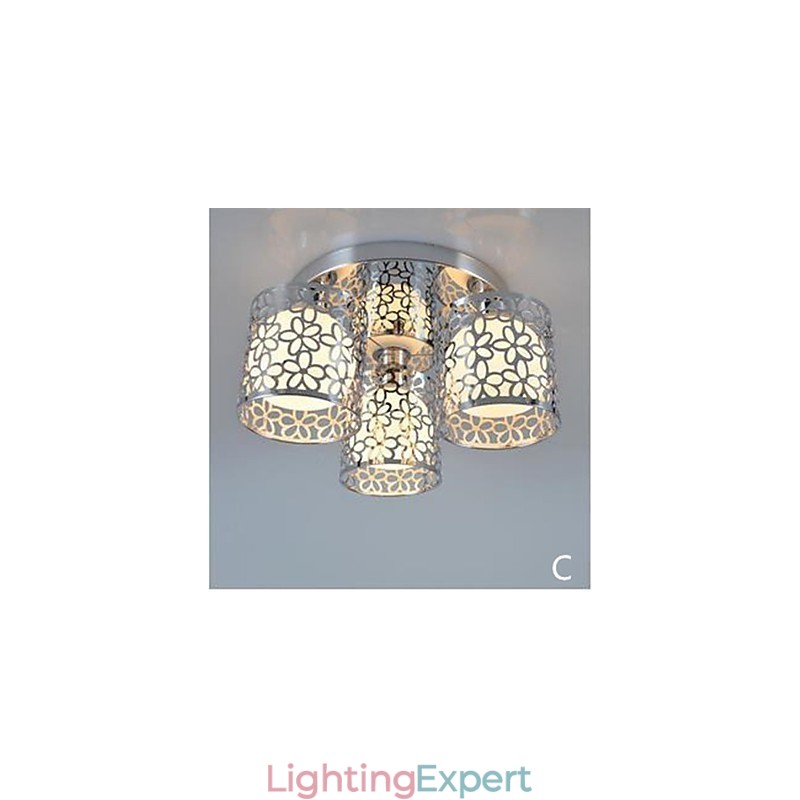 Three Light Ceiling Glass Dome Light Flush Mount
