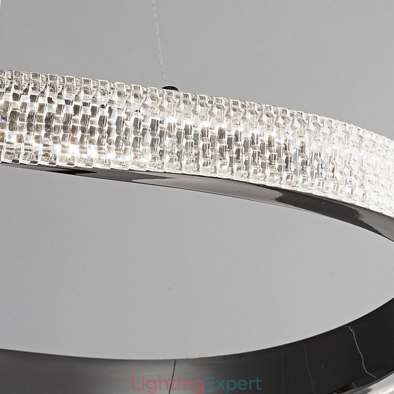 Pendant Light Wrought Iron Acrylic Ring Double Circle Ceiling Light