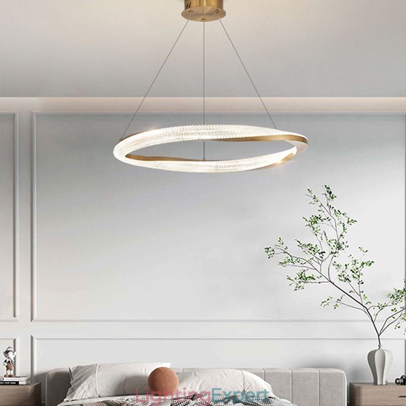 Pendant Light Wrought Iron Acrylic Ring Single Circle Ceiling Light