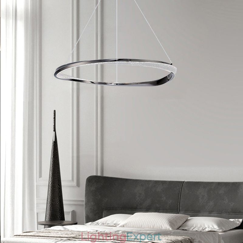 Pendant Light Wrought Iron Acrylic Ring Single Circle Ceiling Light