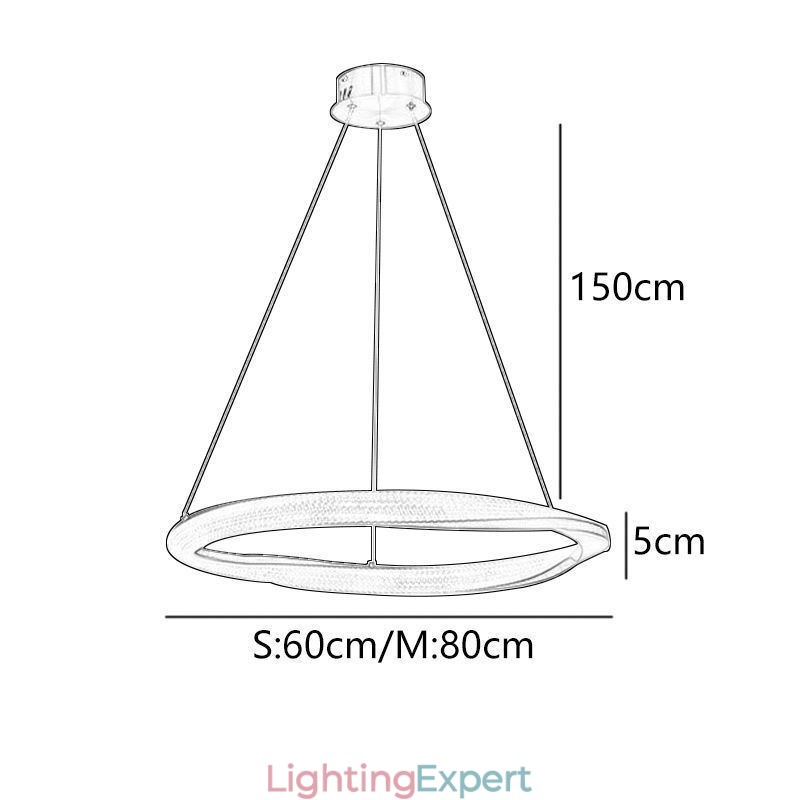 Pendant Light Wrought Iron Acrylic Ring Single Circle Ceiling Light
