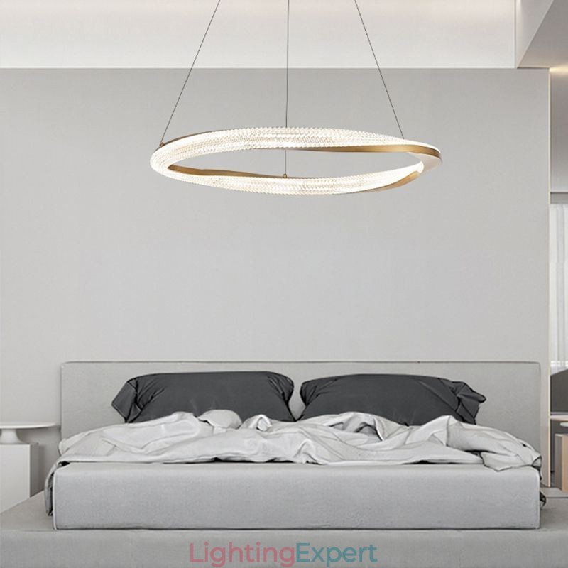 Pendant Light Wrought Iron Acrylic Ring Single Circle Ceiling Light