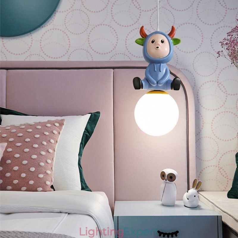 Pendant Light Modern Minimalist G9 Wrought Iron Rabbit Calf Resin Ceiling Light