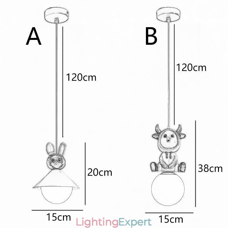 Pendant Light Modern Minimalist G9 Wrought Iron Rabbit Calf Resin Ceiling Light