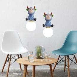 Pendant Light Modern Minimalist G9 Wrought Iron Rabbit Calf Resin Ceiling Light