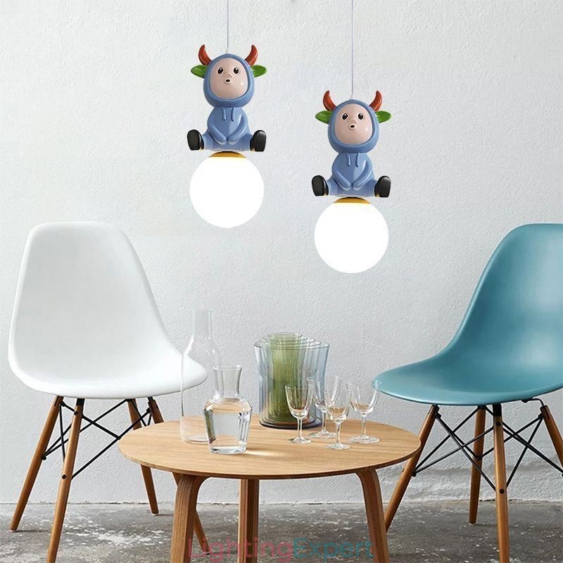 Pendant Light Modern Minimalist G9 Wrought Iron Rabbit Calf Resin Ceiling Light