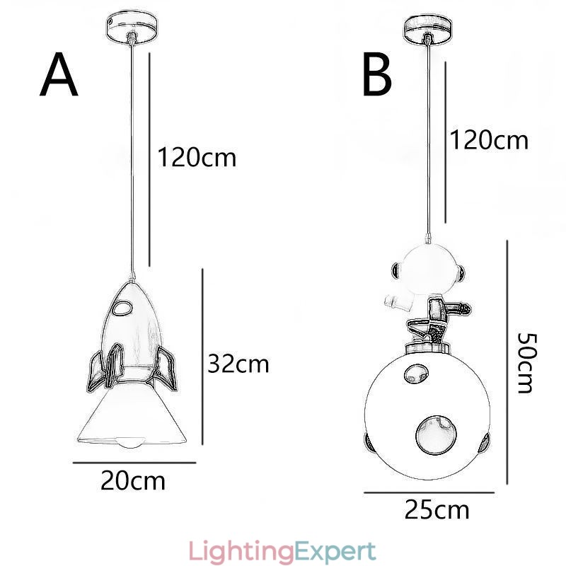 Minimalist Pendant Light Wrought Iron Moon Landing Small Ceiling Light