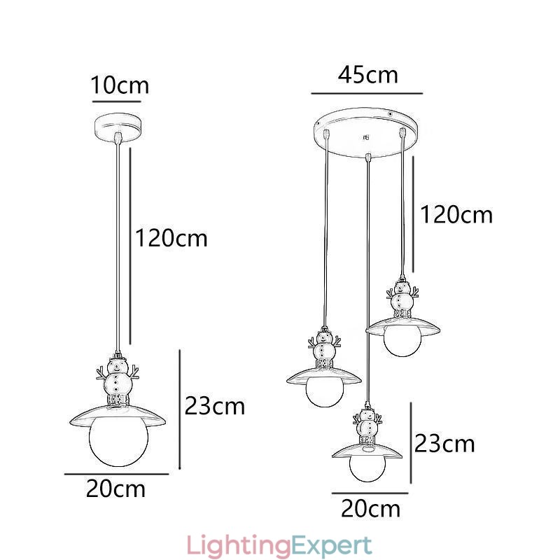 Modern Pendant Light Simple G9 Wrought Iron Resin Snowman Ceiling Light