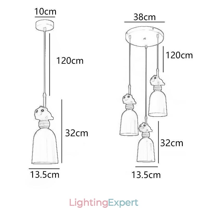 Modern Pendant Light Wrought Iron Pink Resin Piggy Ceiling Light