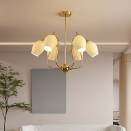 Nordic Pendant Light Creative Wrought Iron Copper Natural Color Stamen Ceiling Light