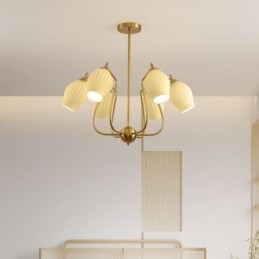 Nordic Pendant Light Creative Wrought Iron Copper Natural Color Stamen Ceiling Light