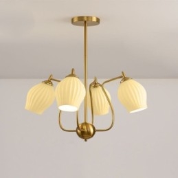 Nordic Pendant Light Creative Wrought Iron Copper Natural Color Stamen Ceiling Light