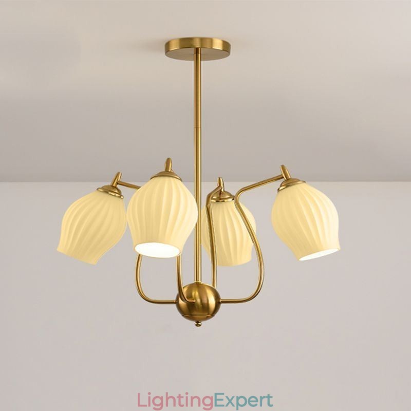 Nordic Pendant Light Creative Wrought Iron Copper Natural Color Stamen Ceiling Light