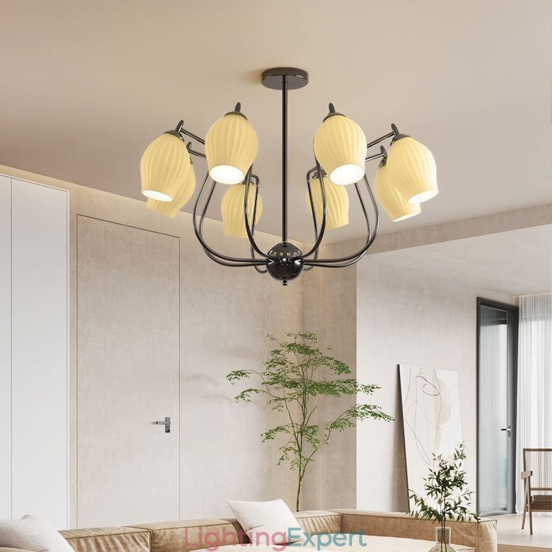 Nordic Pendant Light Creative Wrought Iron Gun Black Stamen Ceiling Light